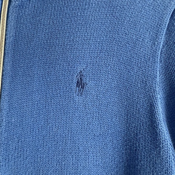 Vintage Ralph Lauren Sweater Womens Medium Golf Royal Blue Cable Knit Full Zip - Picture 2 of 6